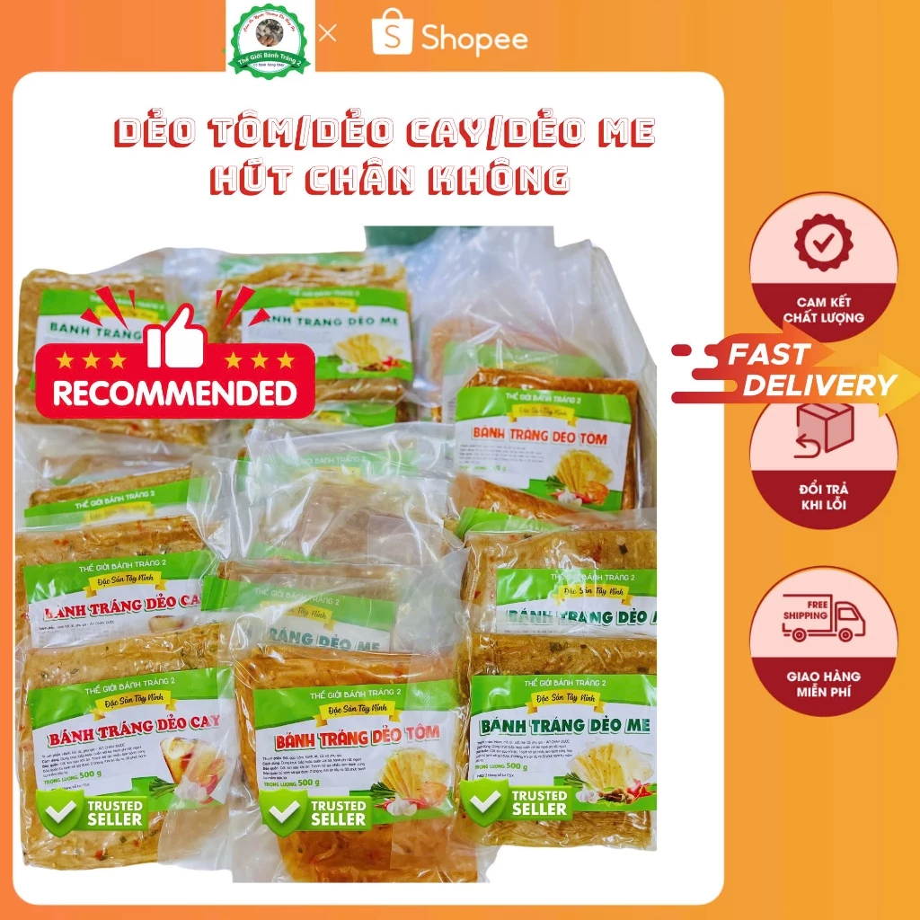 500g dẻo cay dẻo tôm dẻo me ép chân không gửi đi xa an toàn