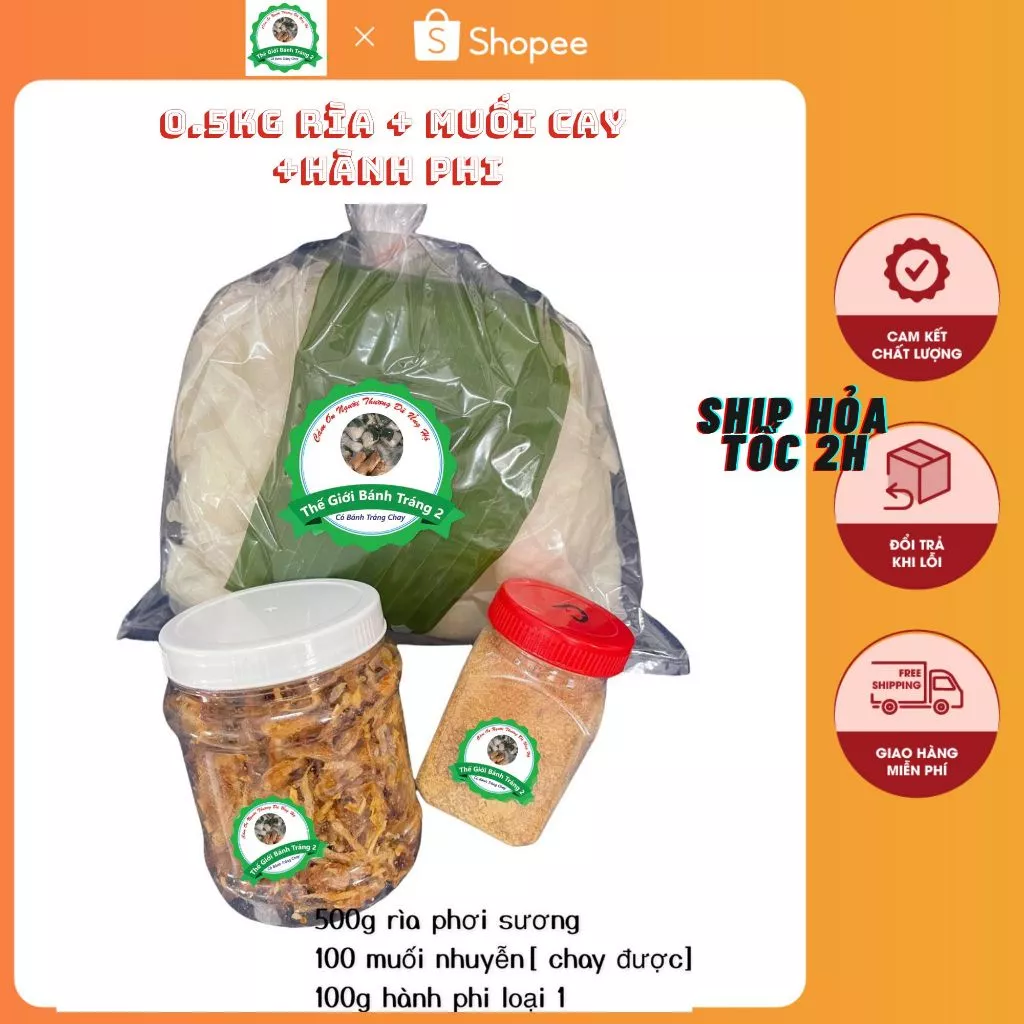 0.5kg rìa phơi sương+ 100g muối nhuyễn cay+ 100g hành phi siêu ngon[ chayđược]