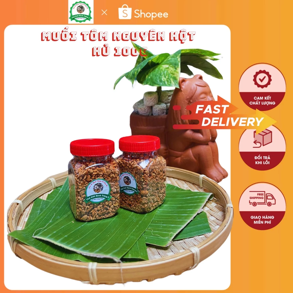 Hủ 100g muối tôm nguyên hạt loại ngon Tây Ninh