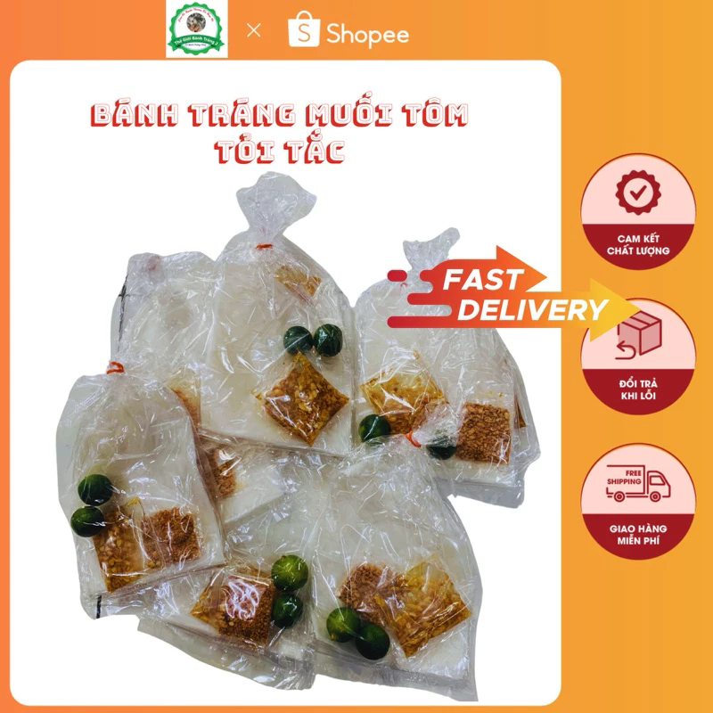 Combo 10 bánh tráng muối tôm tỏi tắc đồ ăn vặt Thế Giới Bánh Tráng 2